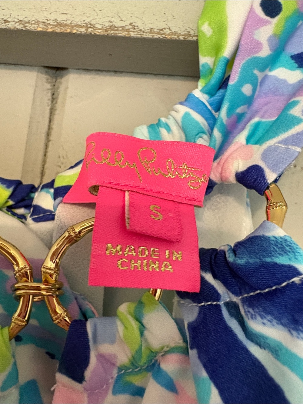 Lilly Pulitzer Halter style  blouse with Gold Ring Detail - Picture 4 of 8